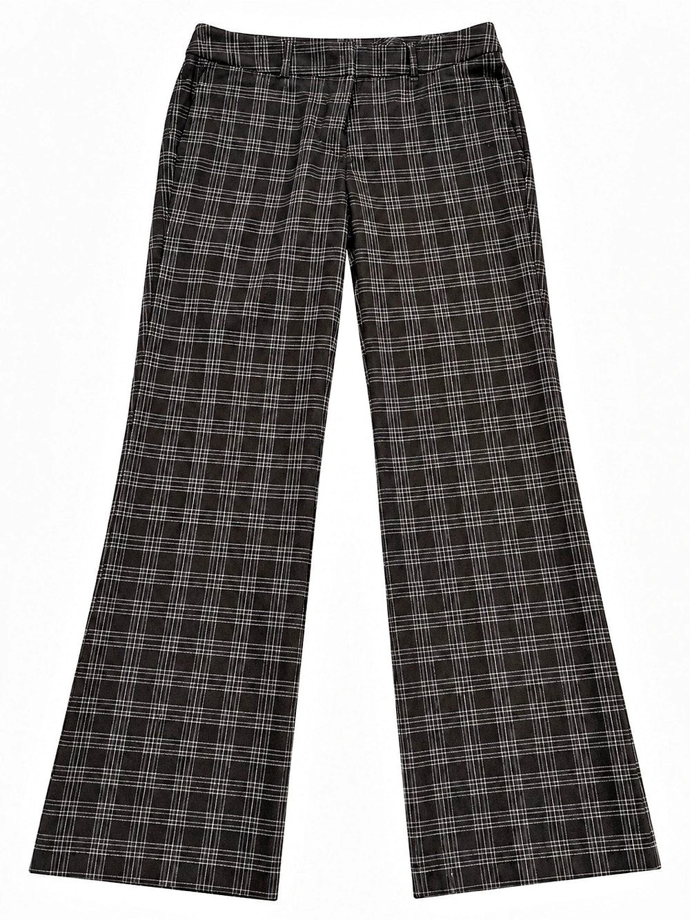 New York & Company Stretch Black Gray Plaid Bootcut Dress Pants Size 10